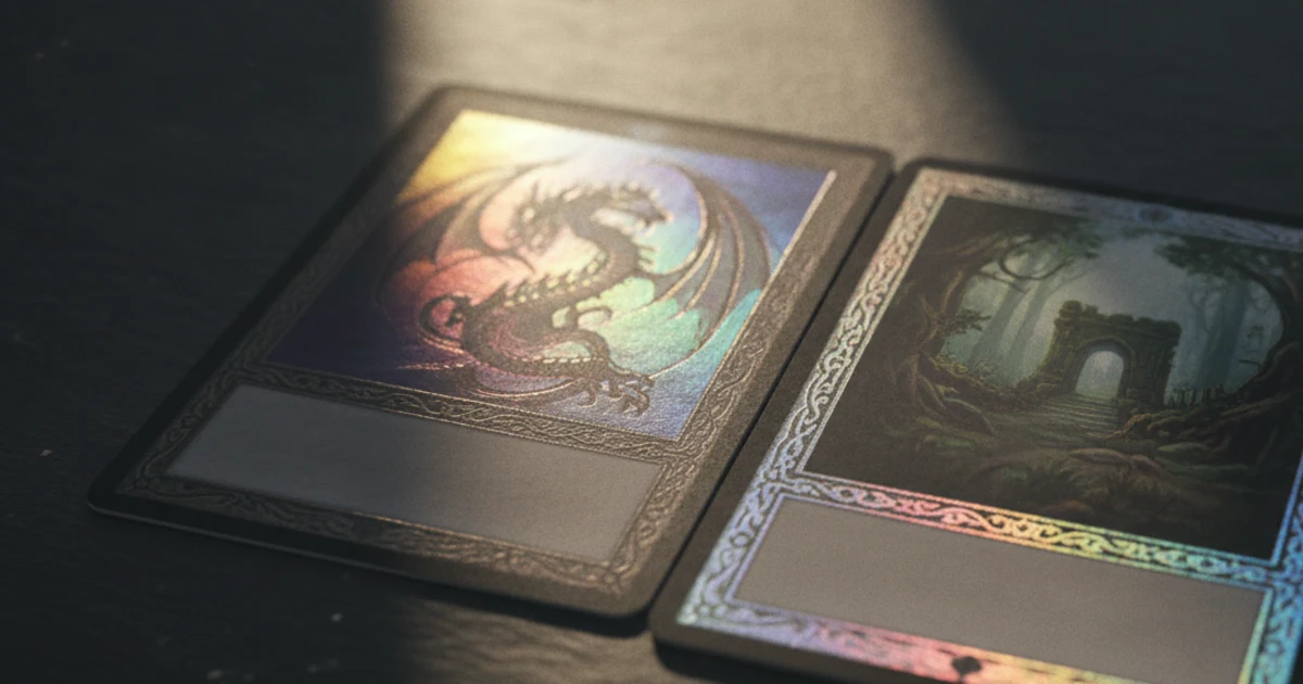 Trading cards laid out to be identified and priced