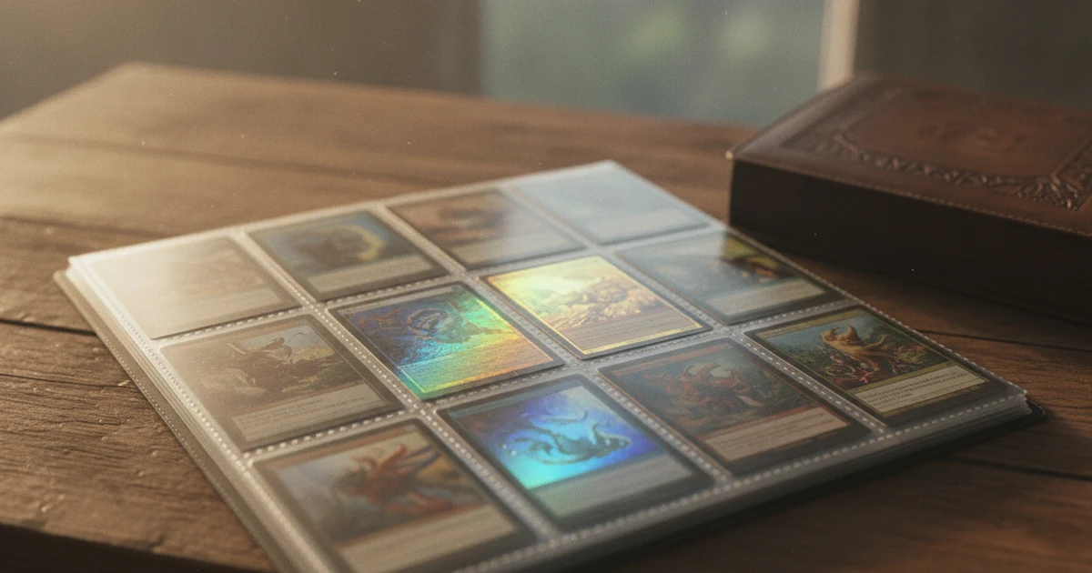 Trading cards laid out to be identified and priced